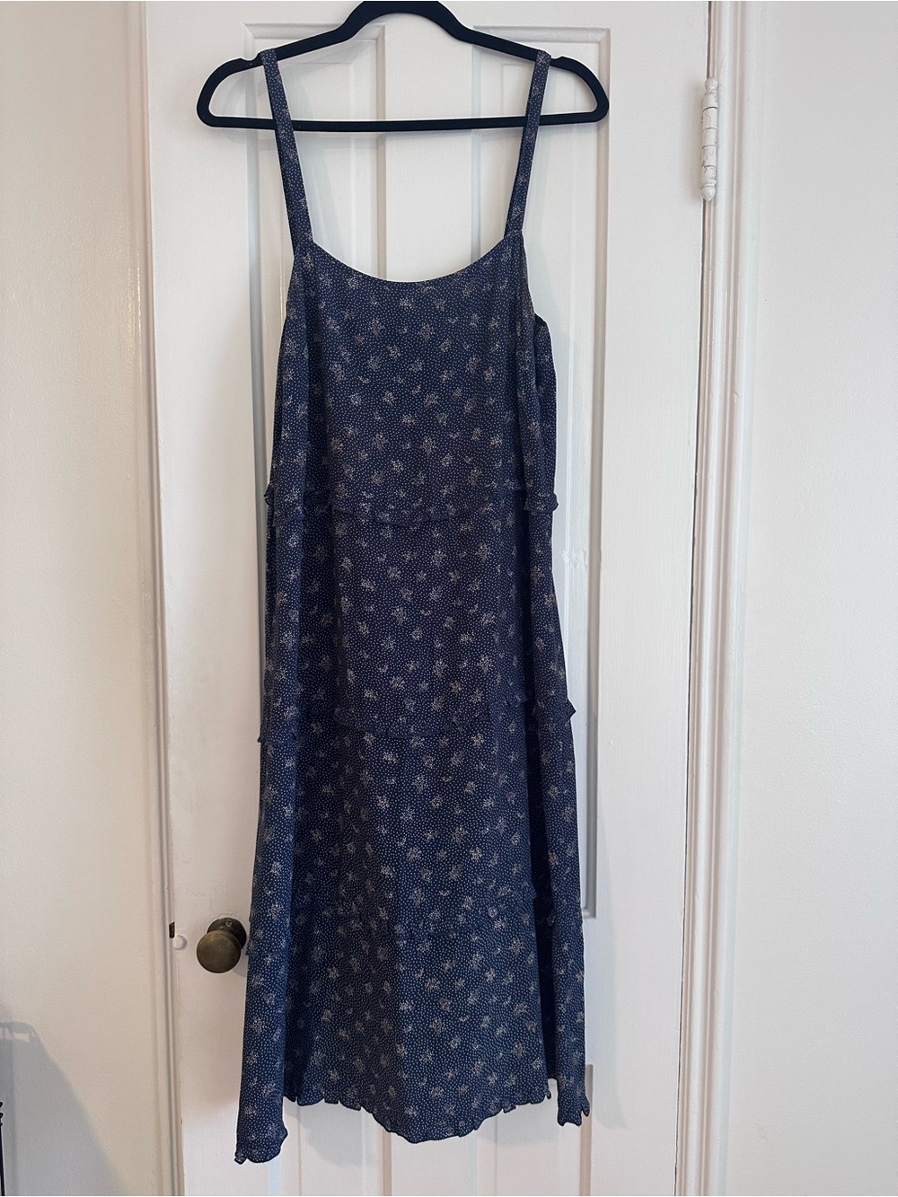 Sleeveless Navy Floral Midi Dress
